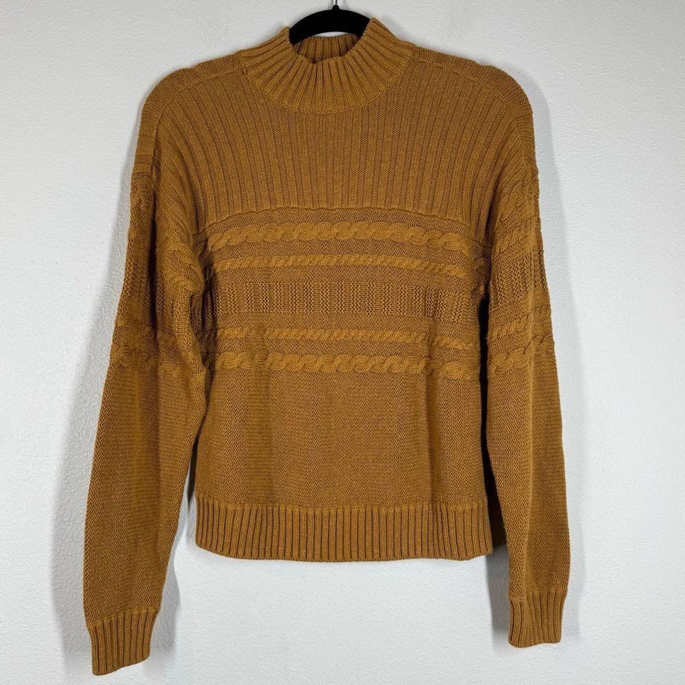 Prana Sangria Fields Sweater Long Sleeve Cotton Blend Pullover Camel Tan Small